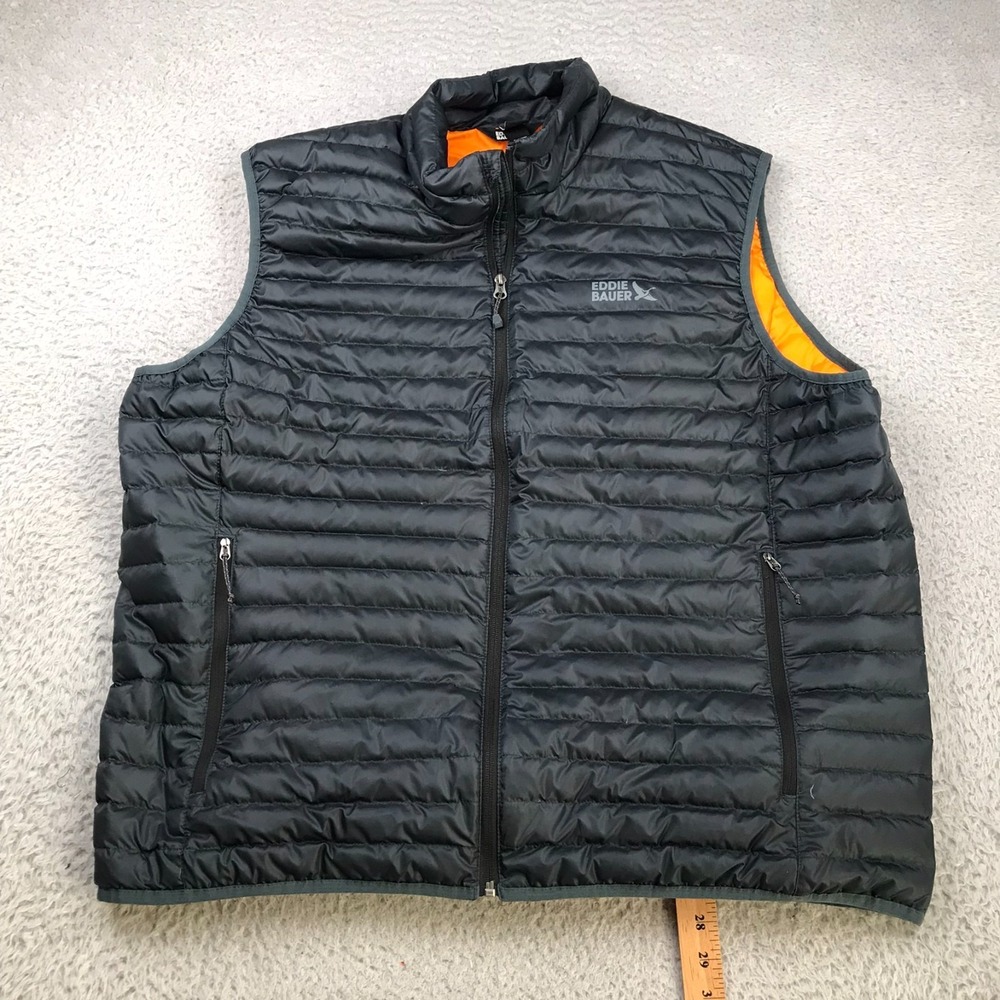 Eddie Bauer Microlight Down Vest Mens XL Gray 650 Fill Insulated Quilted‎ Puffer